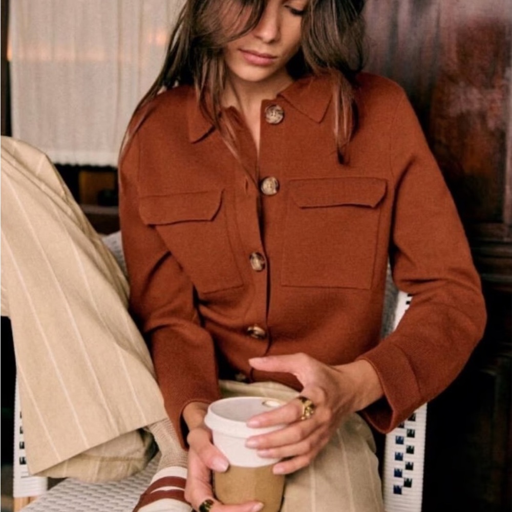Sezane Betty Cardigan, Hazelnut, size Small